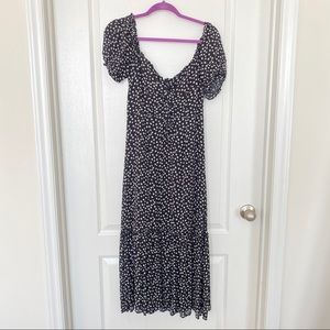 Black with White Flowers midi Dress